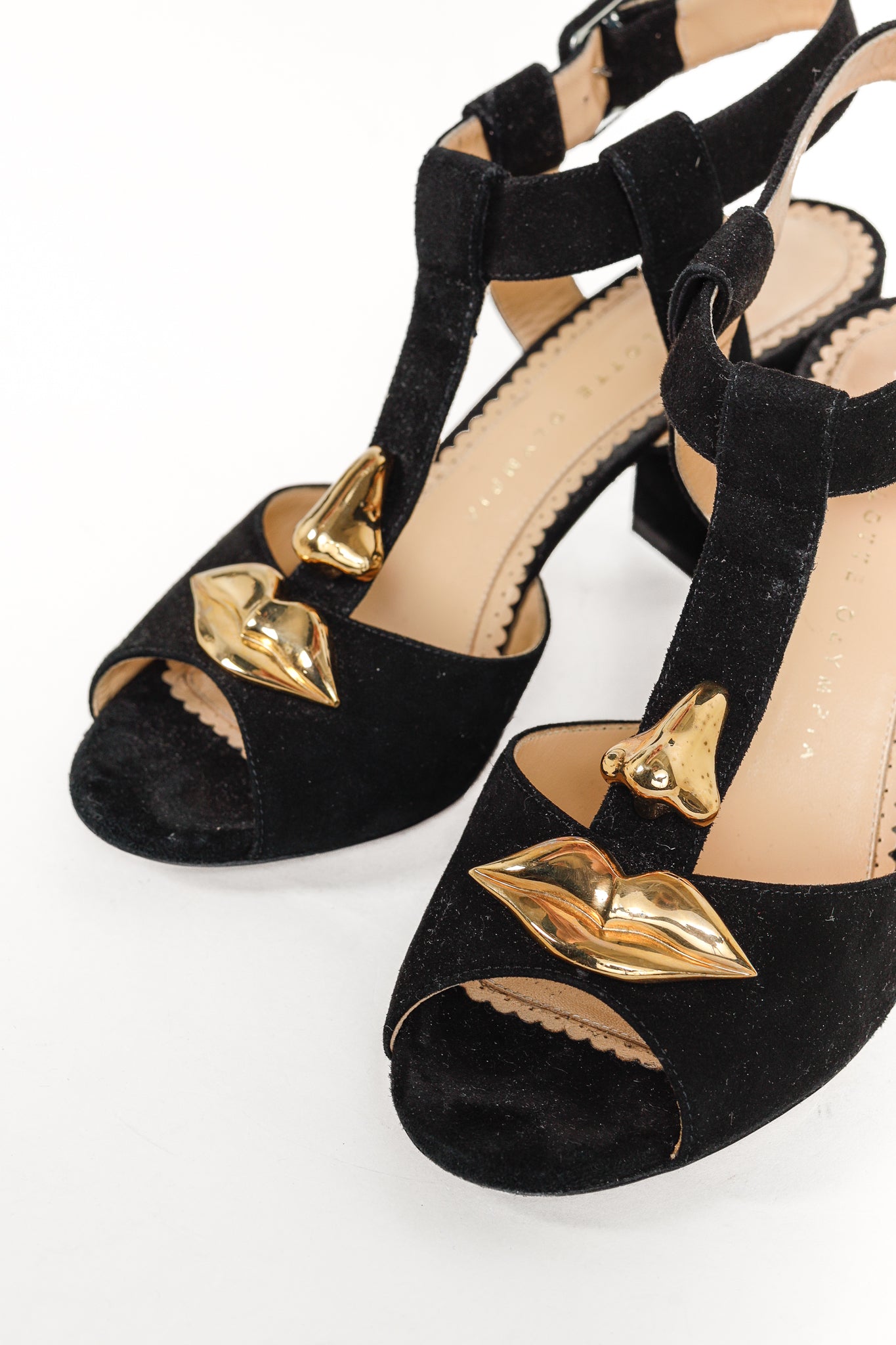 Charlotte Olympia PF/15 Gala Black Suede Embellished Sandals
