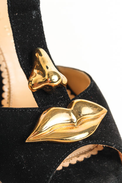 Charlotte Olympia PF/15 Gala Black Suede Embellished Sandals