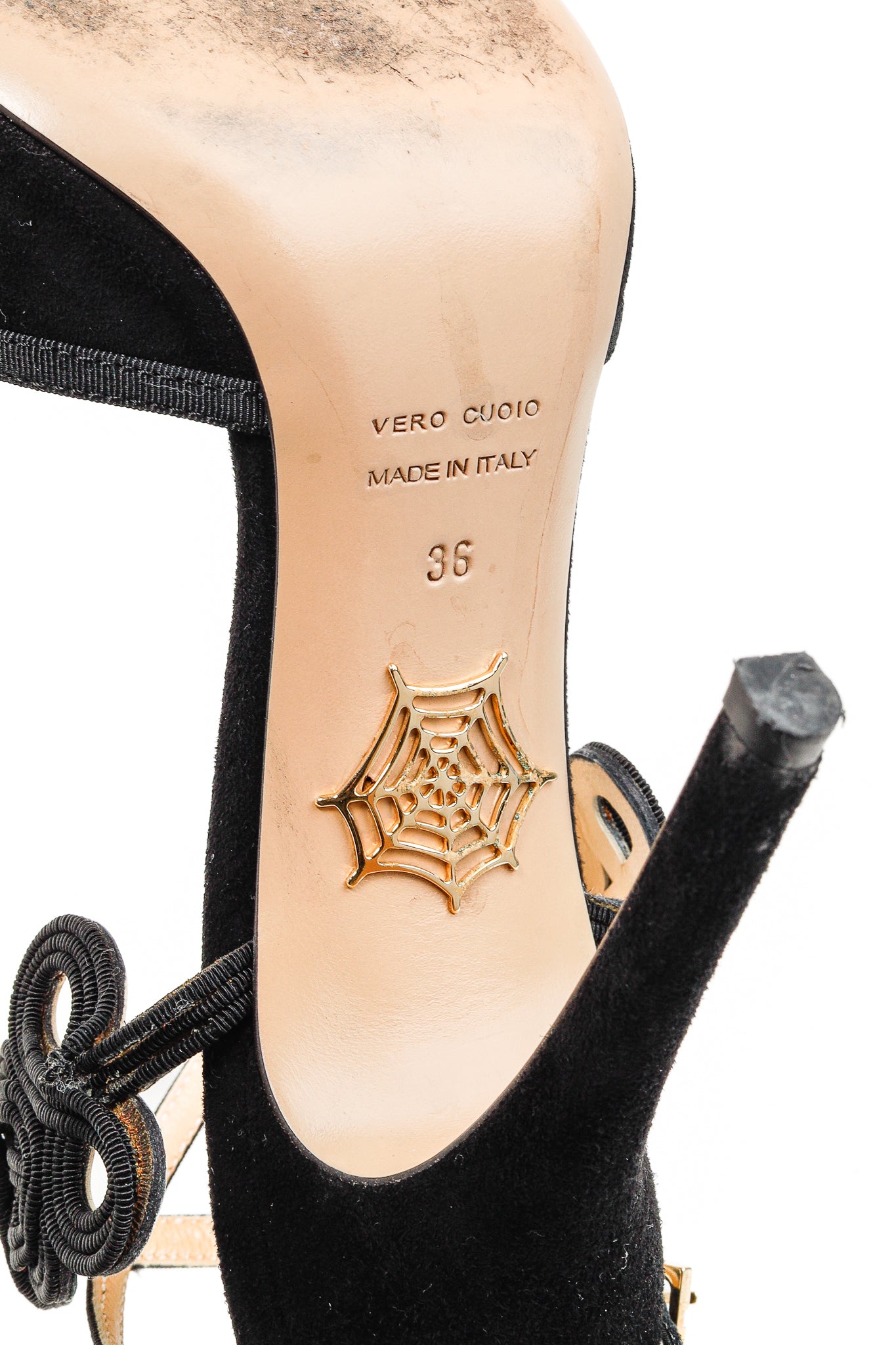 Charlotte Olympia Minx Black Suede Embroidered Heels