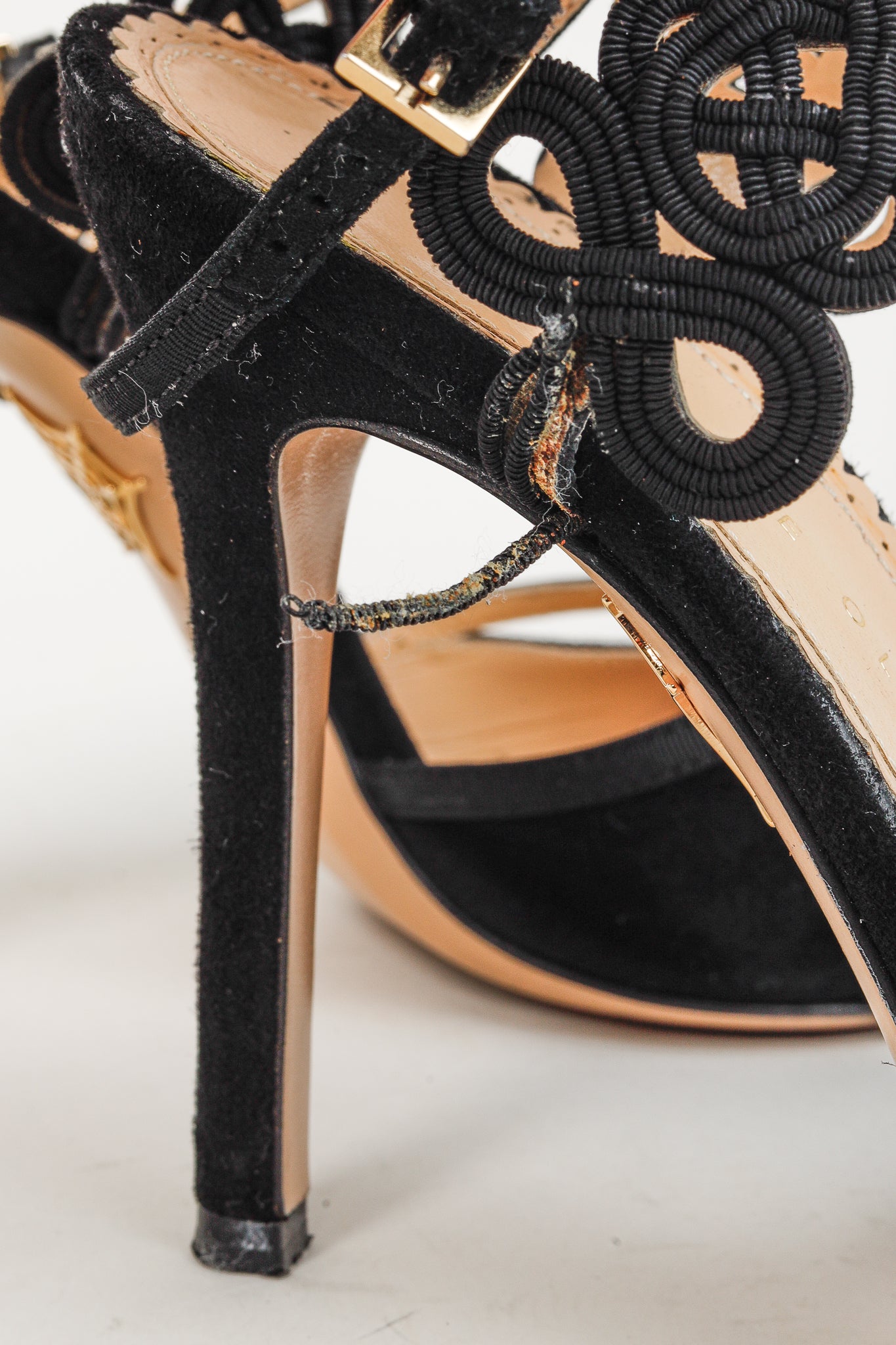 Charlotte Olympia Minx Black Suede Embroidered Heels