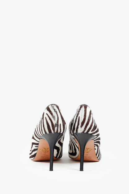 Charlotte Olympia Desiree Black Zebra Pony Skin Stiletto Pumps