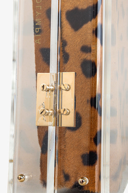 Charlotte Olympia Zehava Leopard Pony Hair Plexiglass Handbag