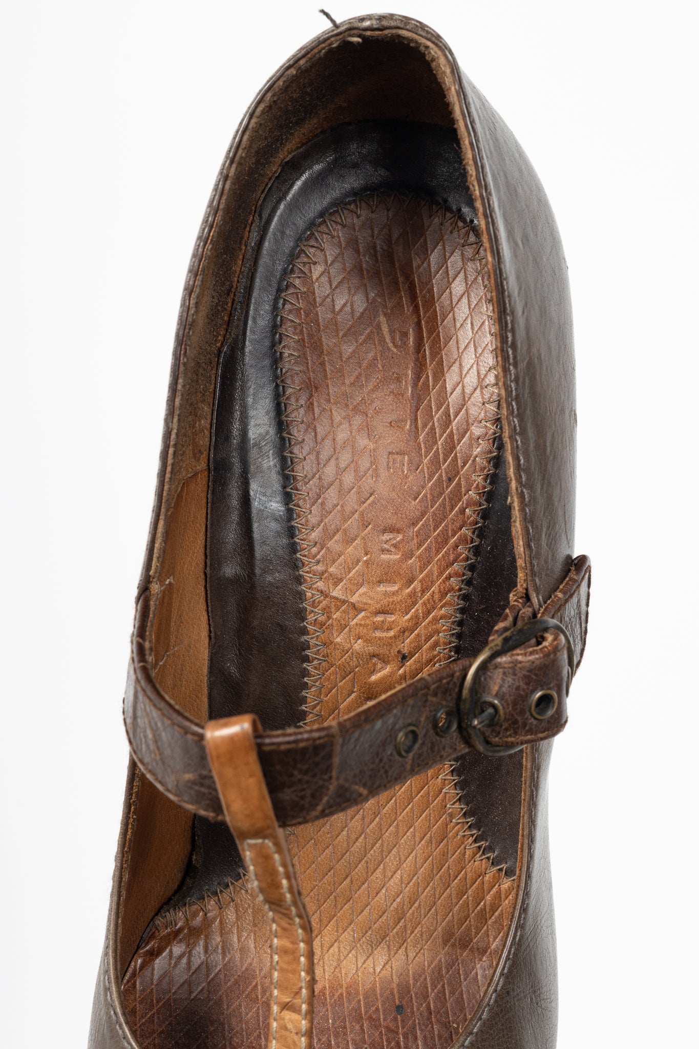 Chie Mihara Brown Quilted T-Strap Mary Jane Pumps