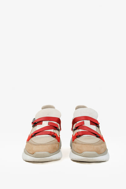 Chloe Sonnie Beige Leather Red Strap Trainers