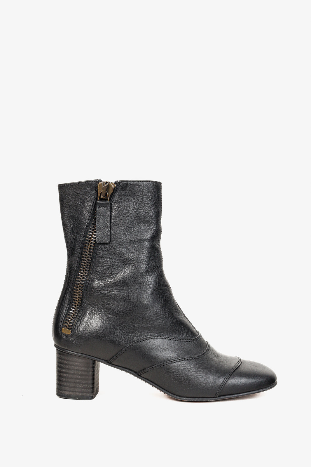 Chloé Lexie Black Leather Zipper Boot