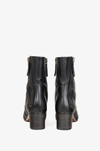 Chloé Lexie Black Leather Zipper Boot