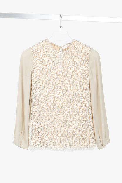 Chloe AW/12 Runway Chalk Silk Lace Blouse