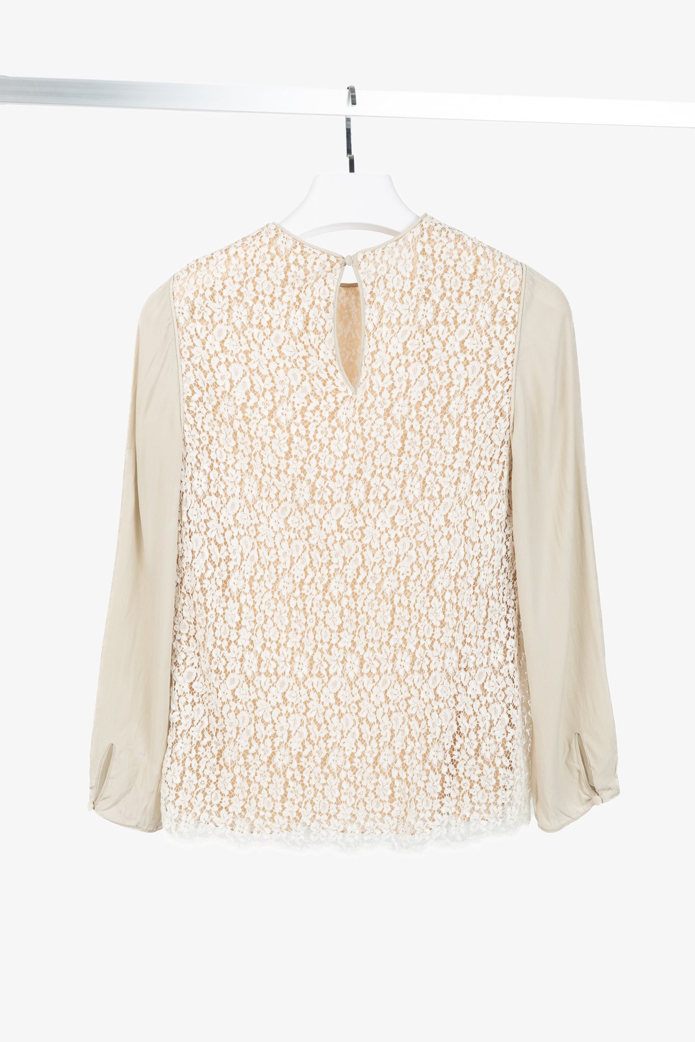 Chloe AW/12 Runway Chalk Silk Lace Blouse