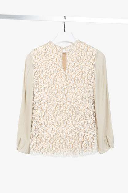 Chloe AW/12 Runway Chalk Silk Lace Blouse