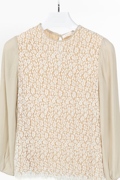 Chloe AW/12 Runway Chalk Silk Lace Blouse