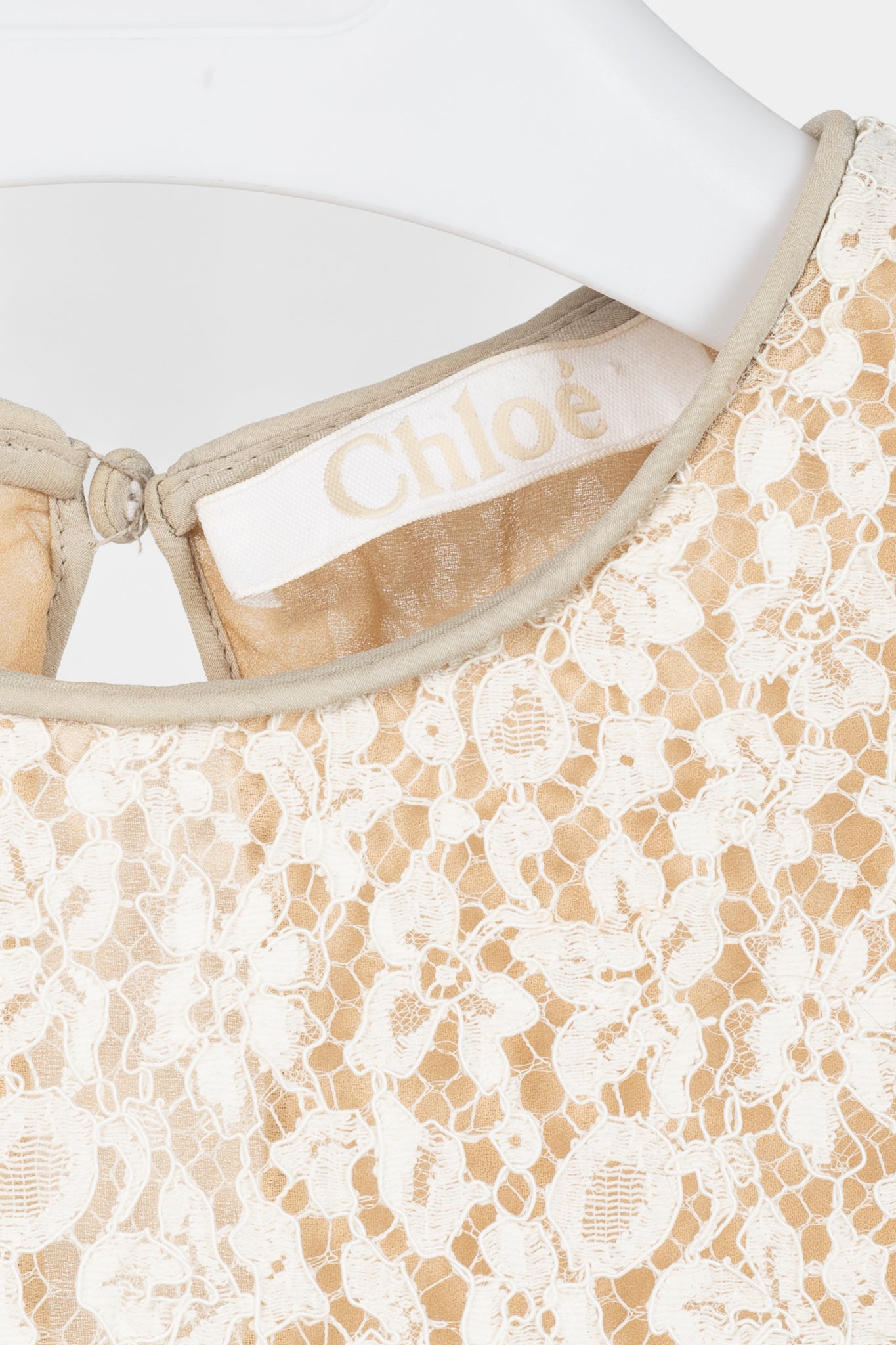Chloe AW/12 Runway Chalk Silk Lace Blouse