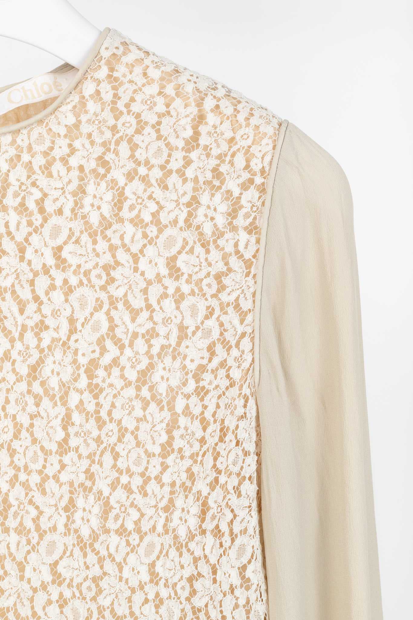 Chloe AW/12 Runway Chalk Silk Lace Blouse
