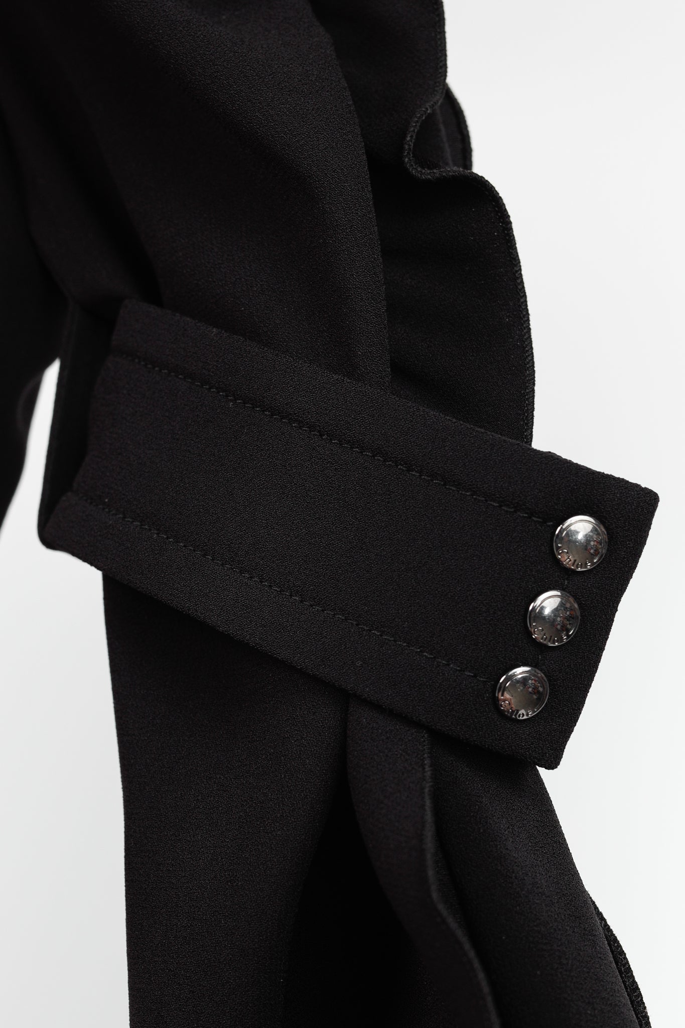 Chloe AW/18 Black Crepe Ruffled-Sleeve Midi Dress