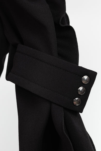 Chloe AW/18 Black Crepe Ruffled-Sleeve Midi Dress