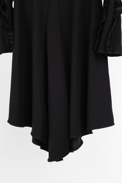 Chloe AW/18 Black Crepe Ruffled-Sleeve Midi Dress