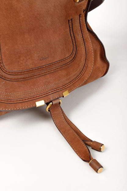 Chloe Marcie Brown Nubuck-Leather Shoulder Bag