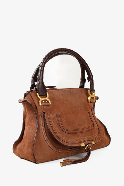 Chloe Marcie Brown Nubuck-Leather Shoulder Bag