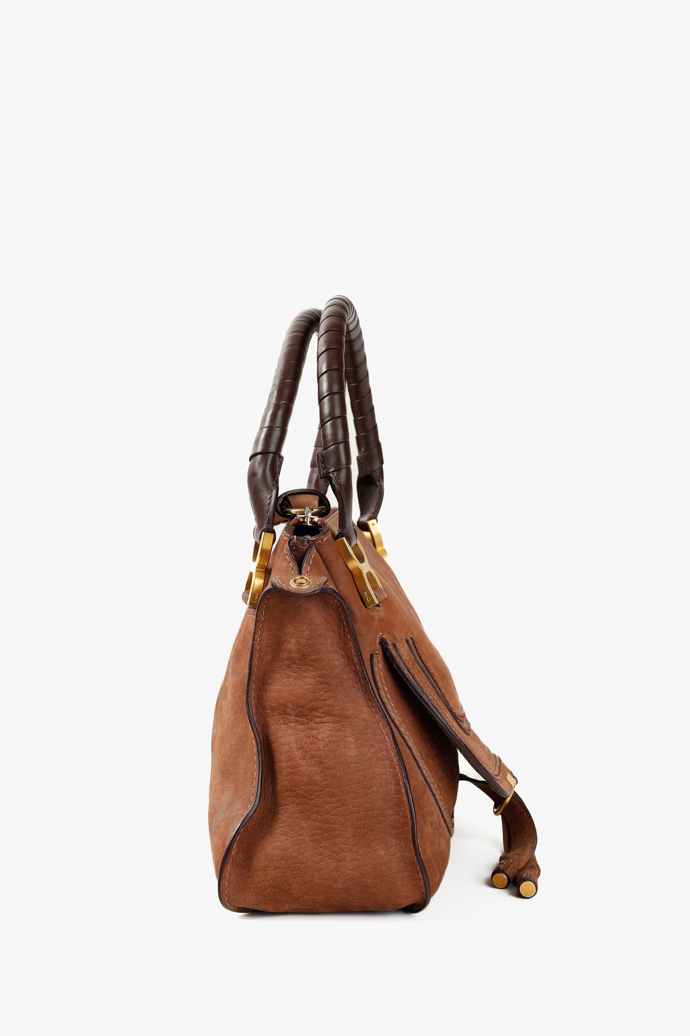 Chloe Marcie Brown Nubuck-Leather Shoulder Bag