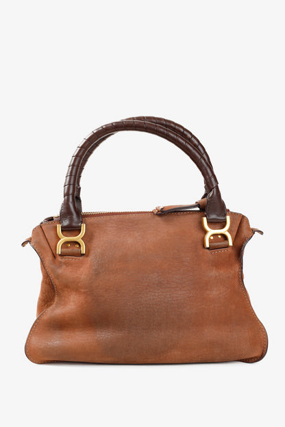 Chloe Marcie Brown Nubuck-Leather Shoulder Bag