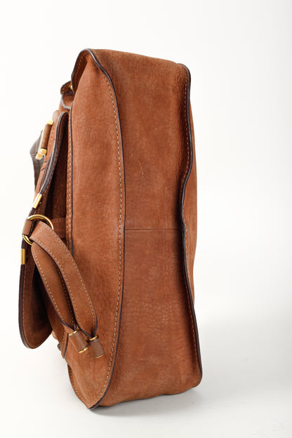 Chloe Marcie Brown Nubuck-Leather Shoulder Bag