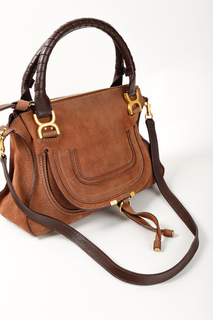 Chloe Marcie Brown Nubuck-Leather Shoulder Bag