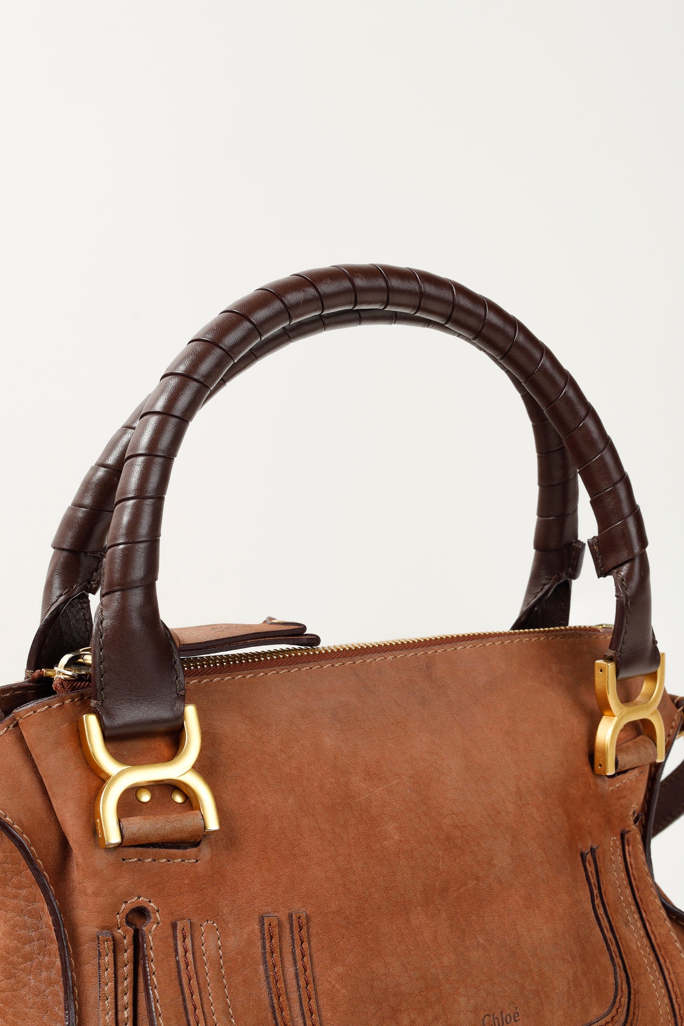 Chloe Marcie Brown Nubuck-Leather Shoulder Bag