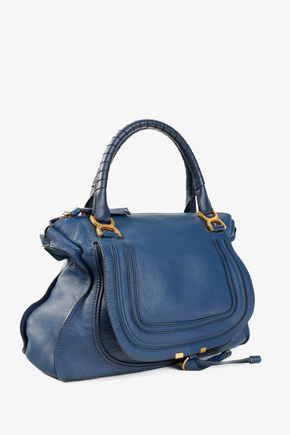 Chloe Large Marcie Royal Navy Grained-Leather Shoulder Bag