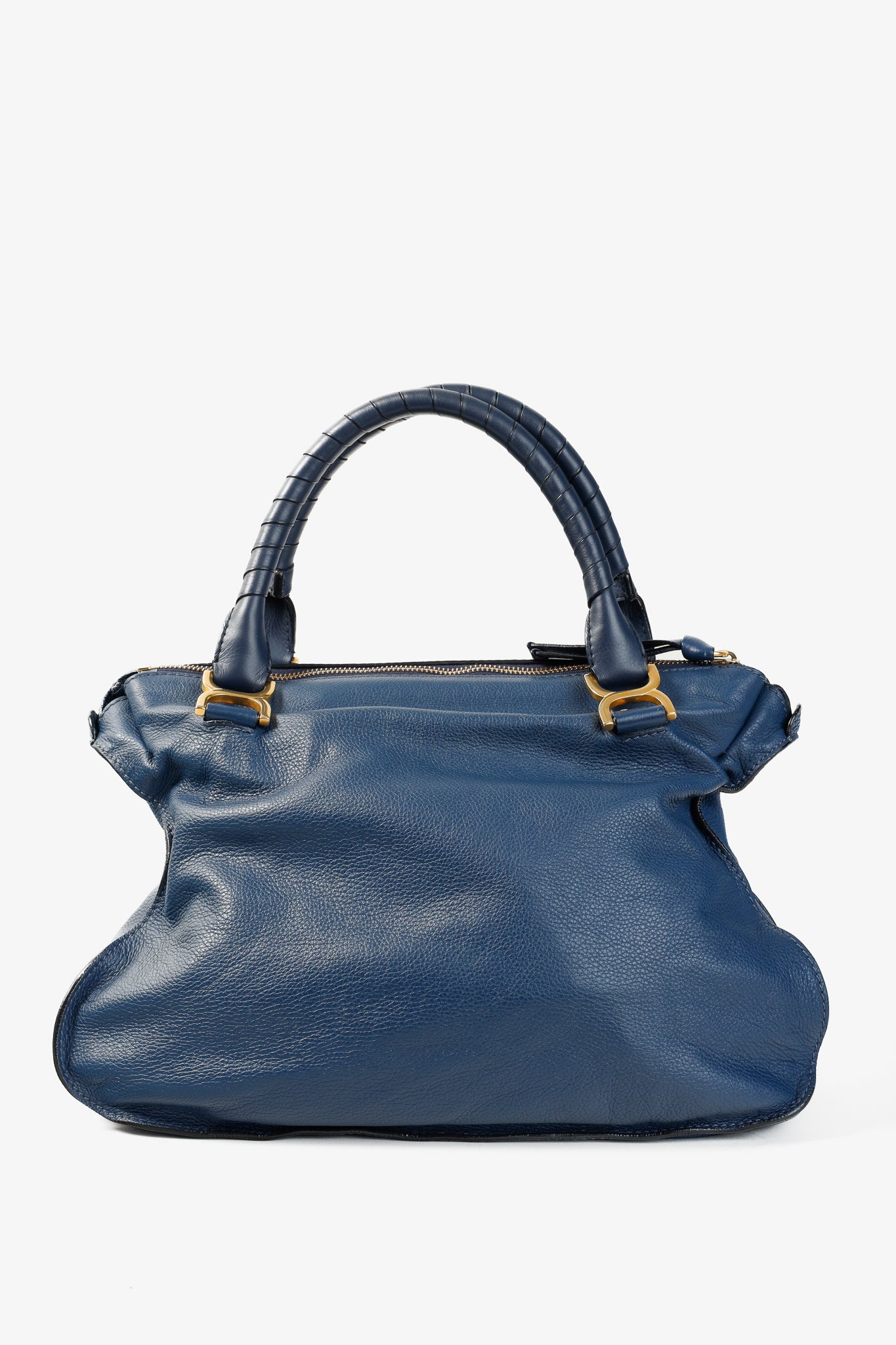 Chloe Large Marcie Royal Navy Grained-Leather Shoulder Bag