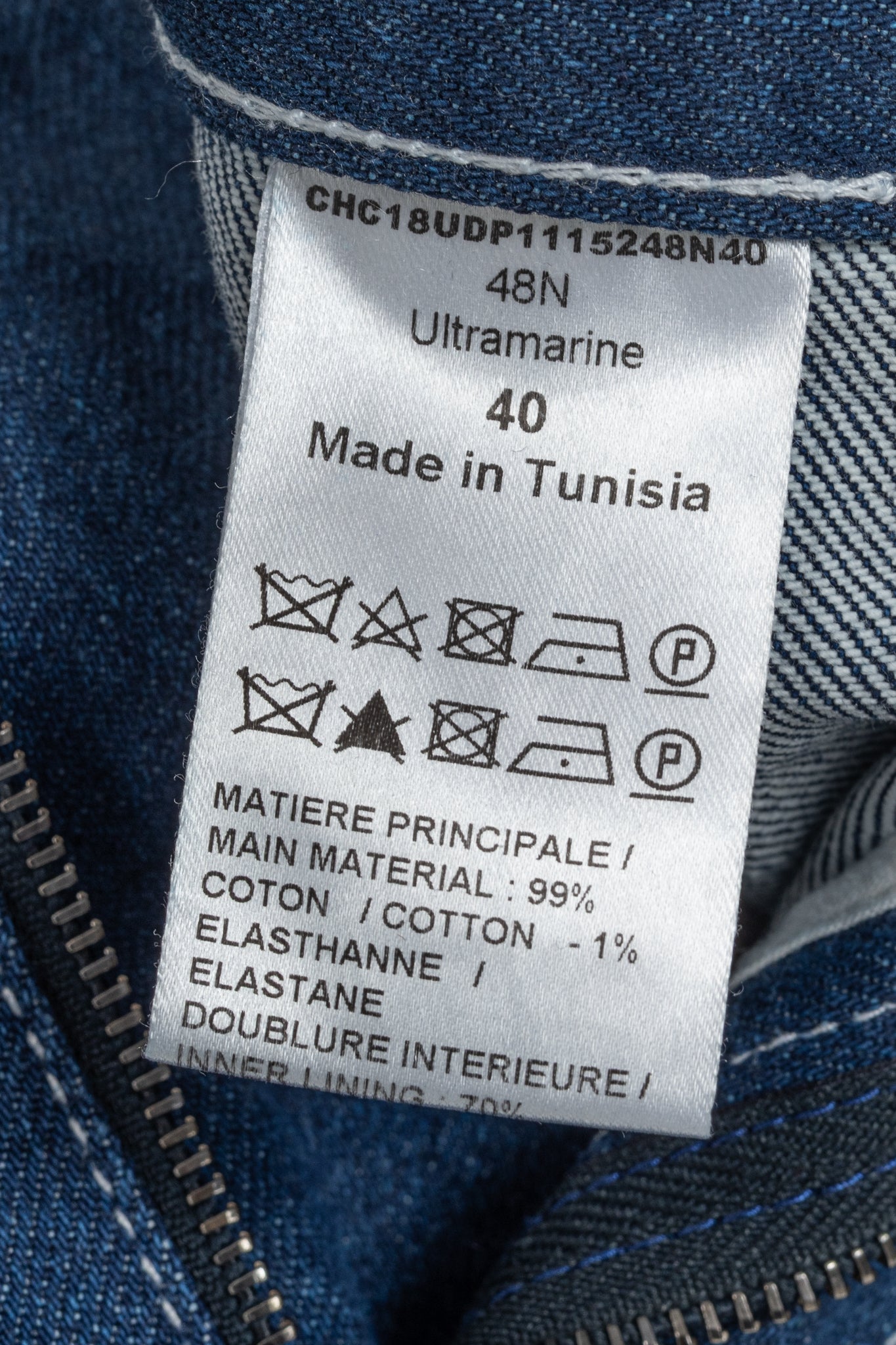 Chloe SS18 Runway Ultramarine Cotton Denim Cropped Circle-Stitch Jeans