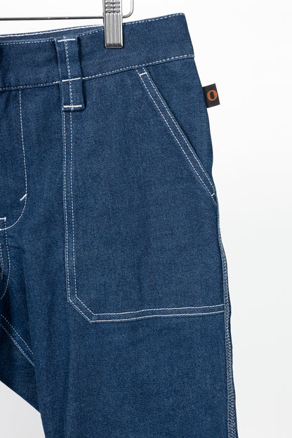 Chloe SS18 Runway Ultramarine Cotton Denim Cropped Circle-Stitch Jeans
