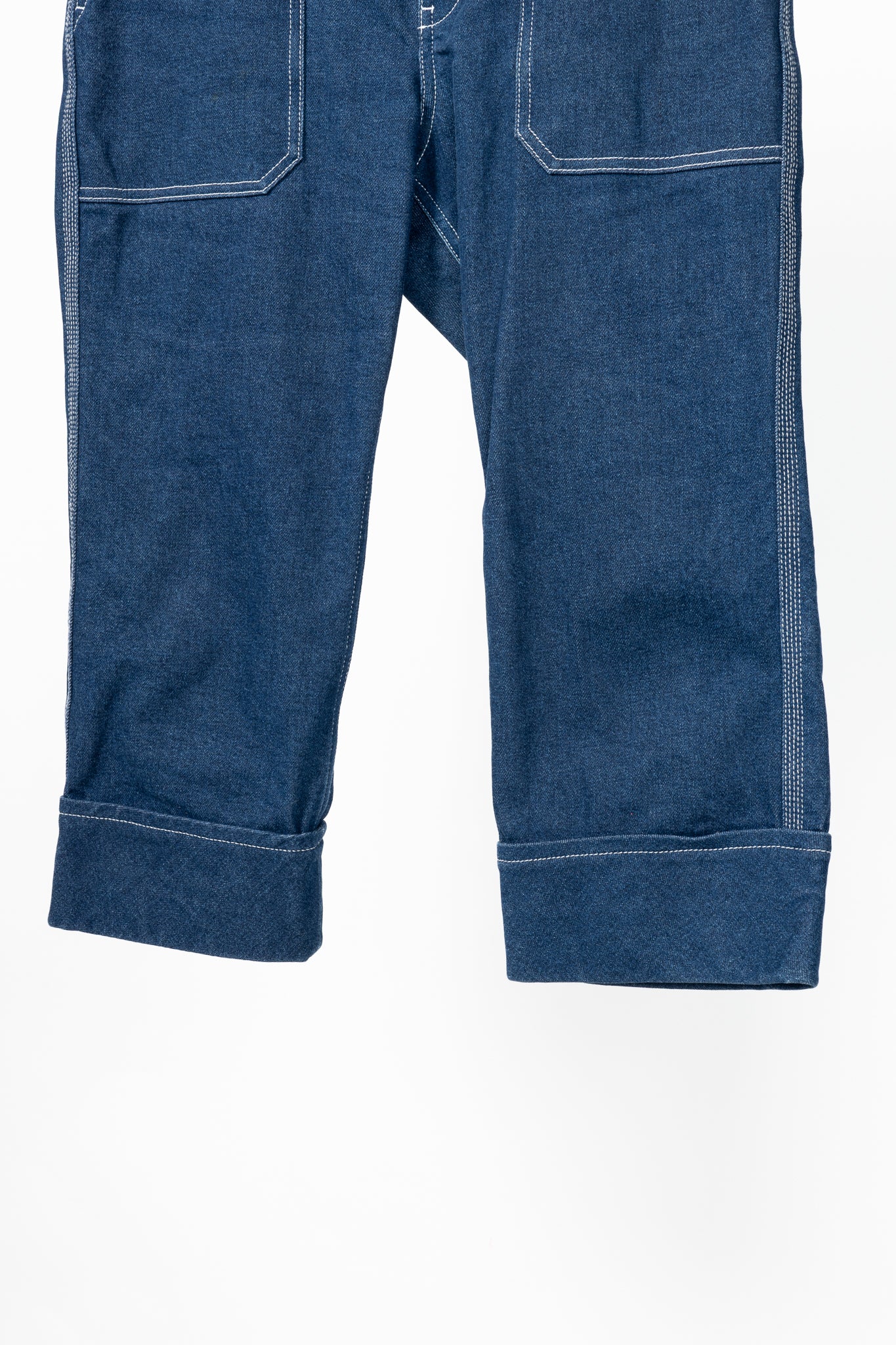 Chloe SS18 Runway Ultramarine Cotton Denim Cropped Circle-Stitch Jeans