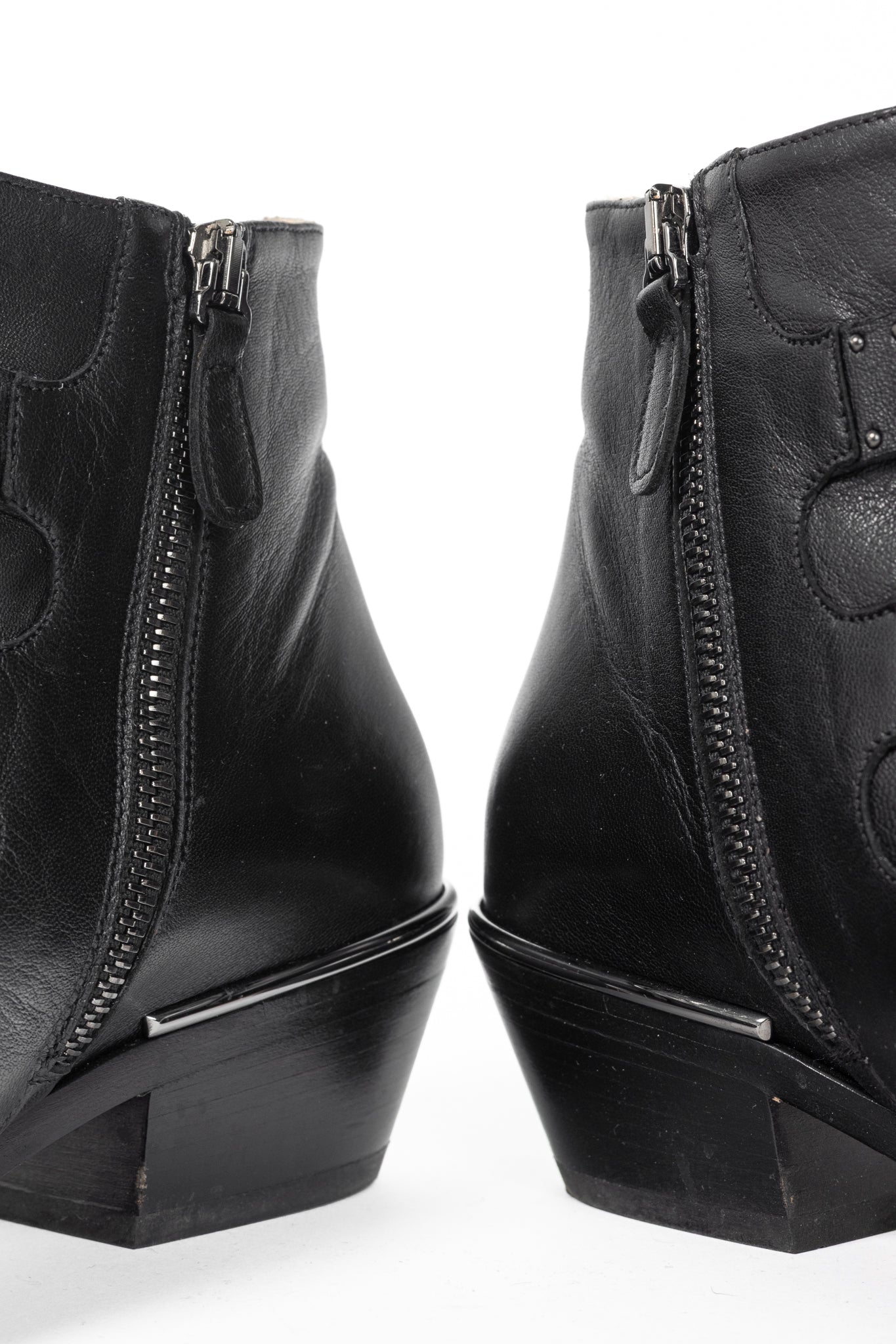 Chloe Susanna Black Studded Buckle Biker Ankle Boots