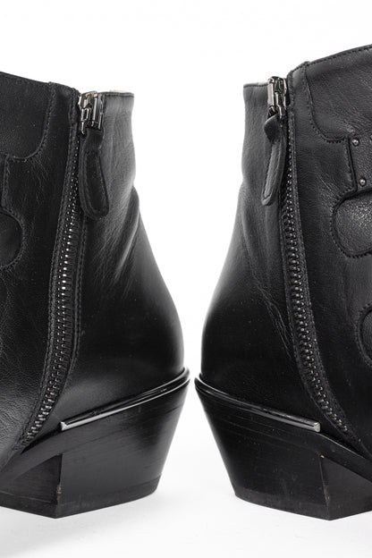 Chloe Susanna Black Studded Buckle Biker Ankle Boots