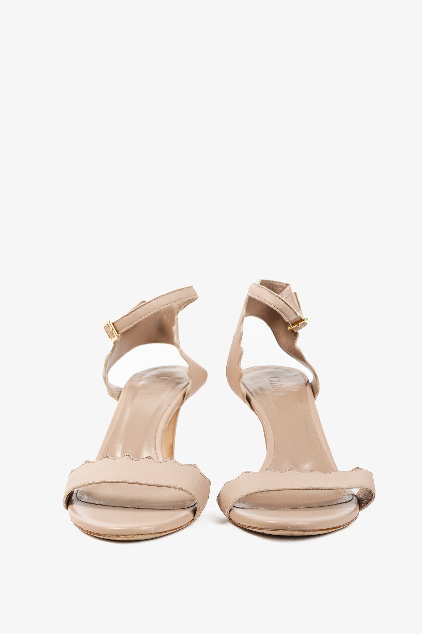 Chloe Lauren "Light Pastel" Nappa Leather Scalloped Sandals