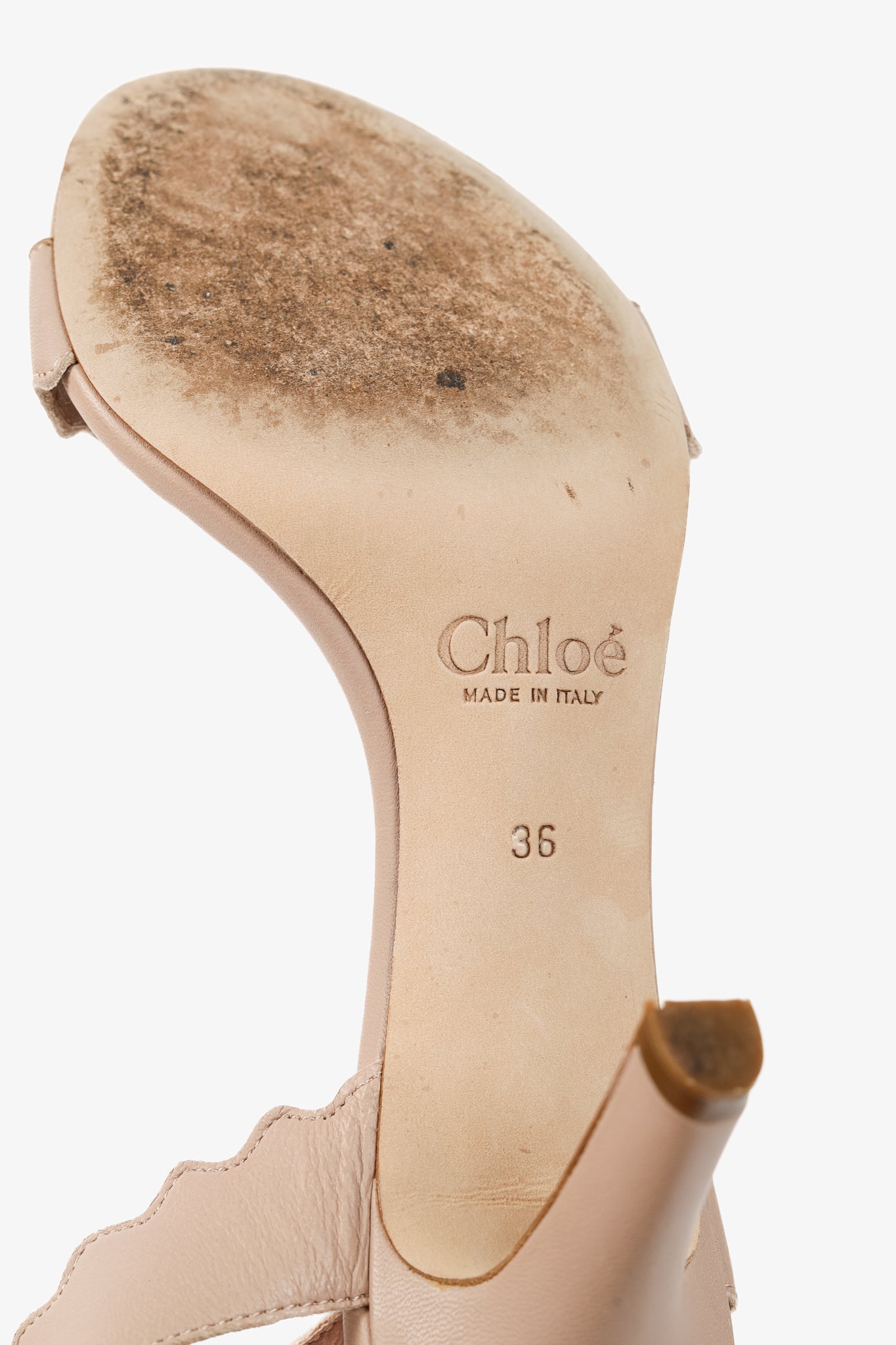 Chloe Lauren "Light Pastel" Nappa Leather Scalloped Sandals