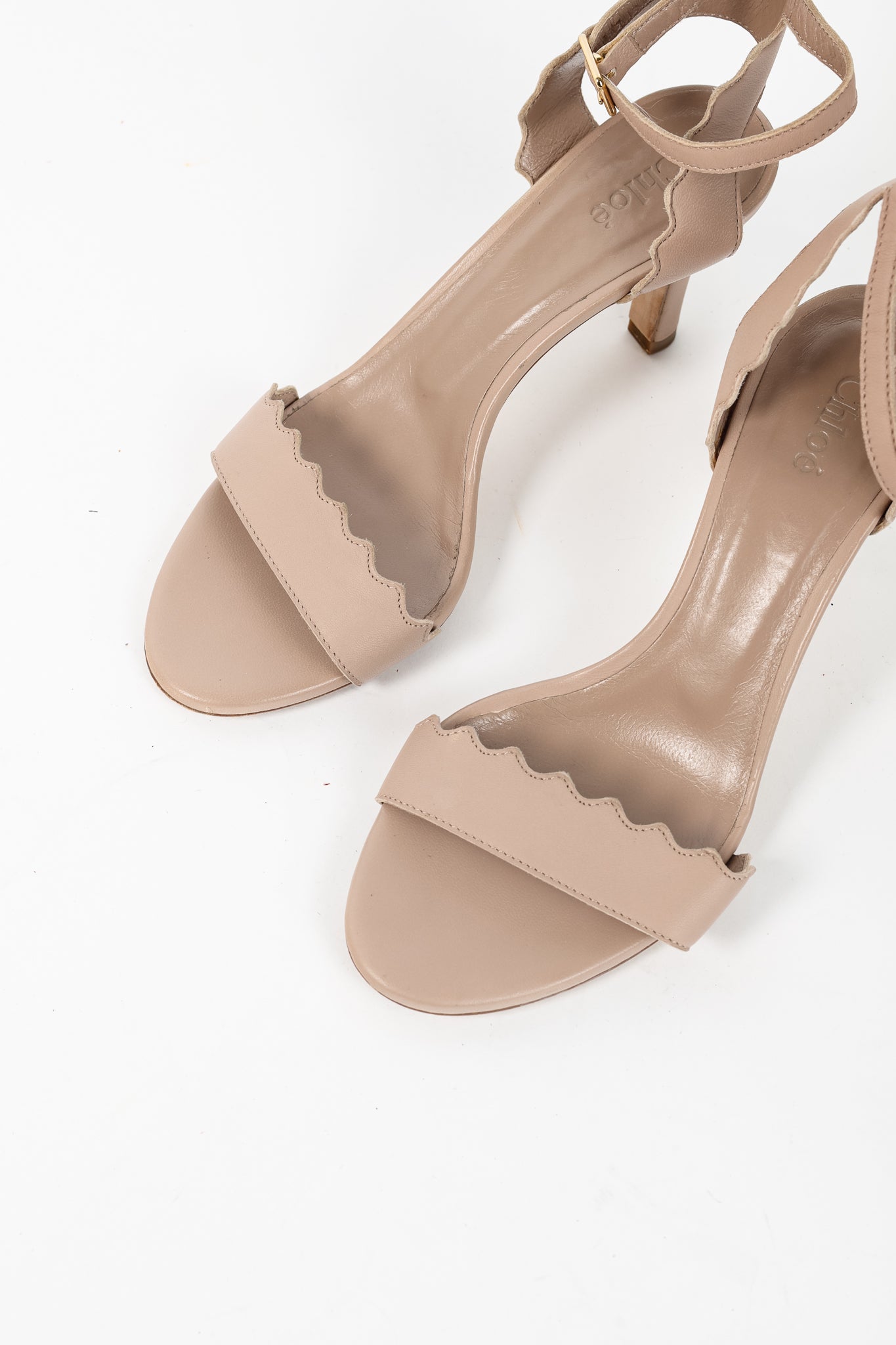 Chloe Lauren "Light Pastel" Nappa Leather Scalloped Sandals