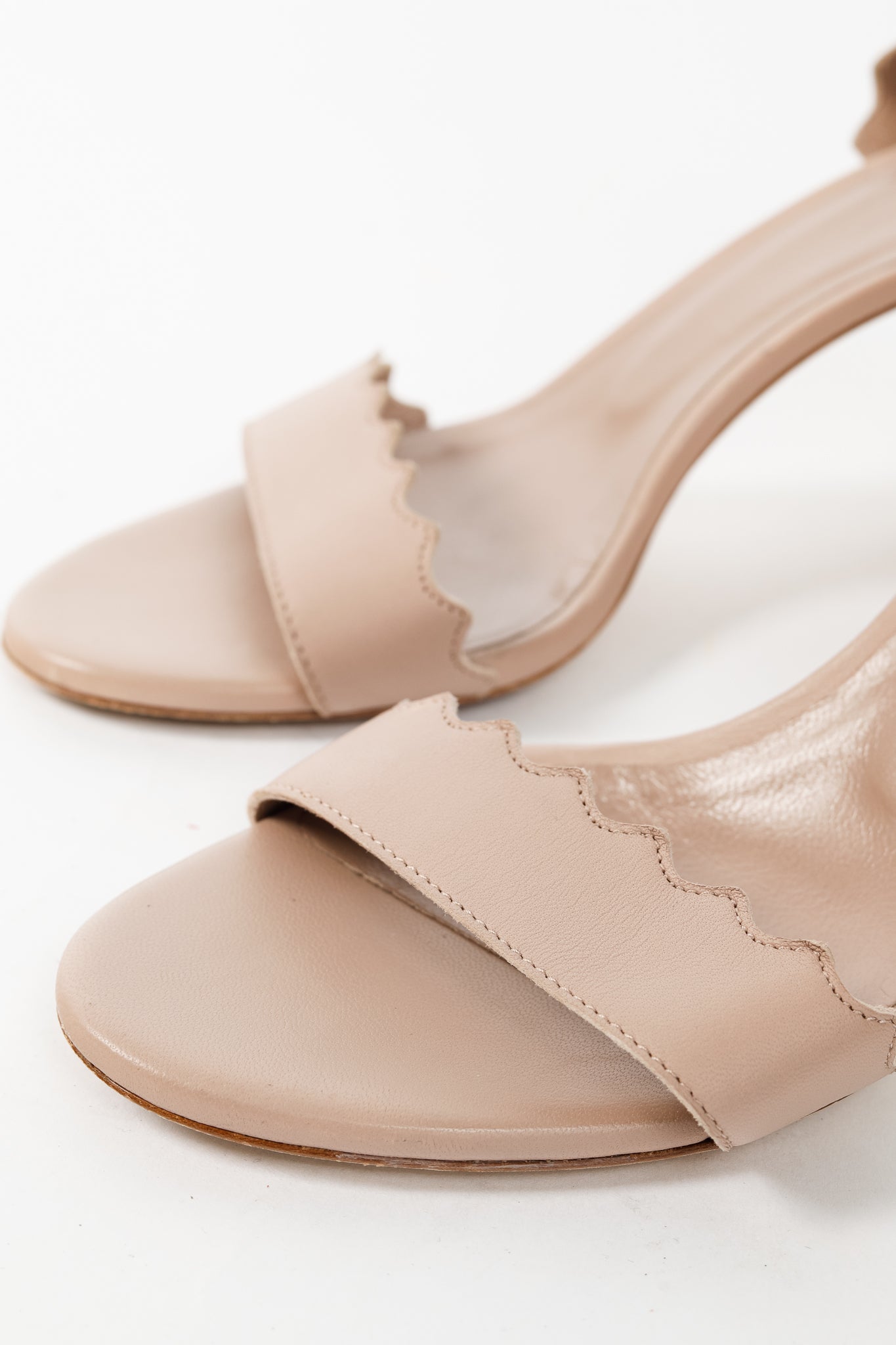 Chloe Lauren "Light Pastel" Nappa Leather Scalloped Sandals