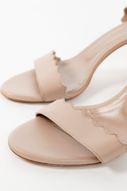 Chloe Lauren "Light Pastel" Nappa Leather Scalloped Sandals