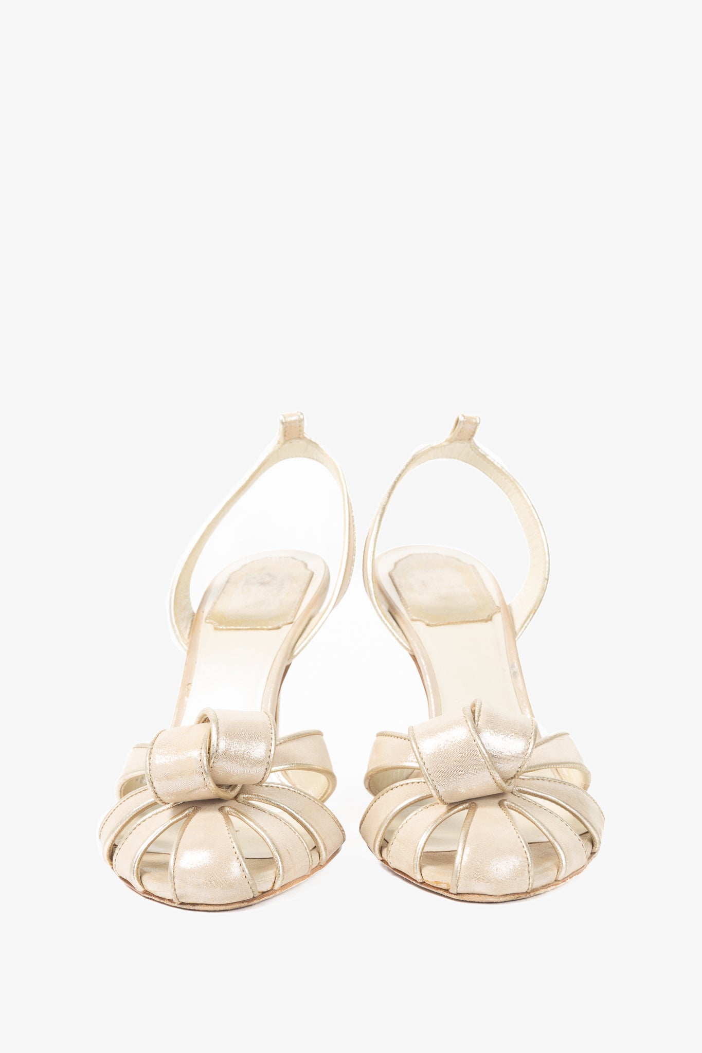 Christian Dior Karma Metallic Nude Suede Heels