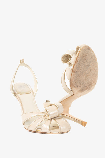Christian Dior Karma Metallic Nude Suede Heels