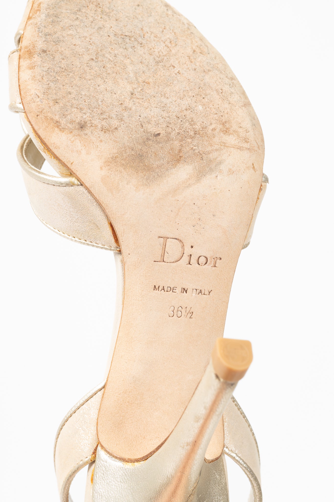 Christian Dior Karma Metallic Nude Suede Heels