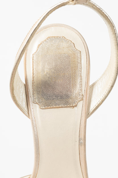 Christian Dior Karma Metallic Nude Suede Heels