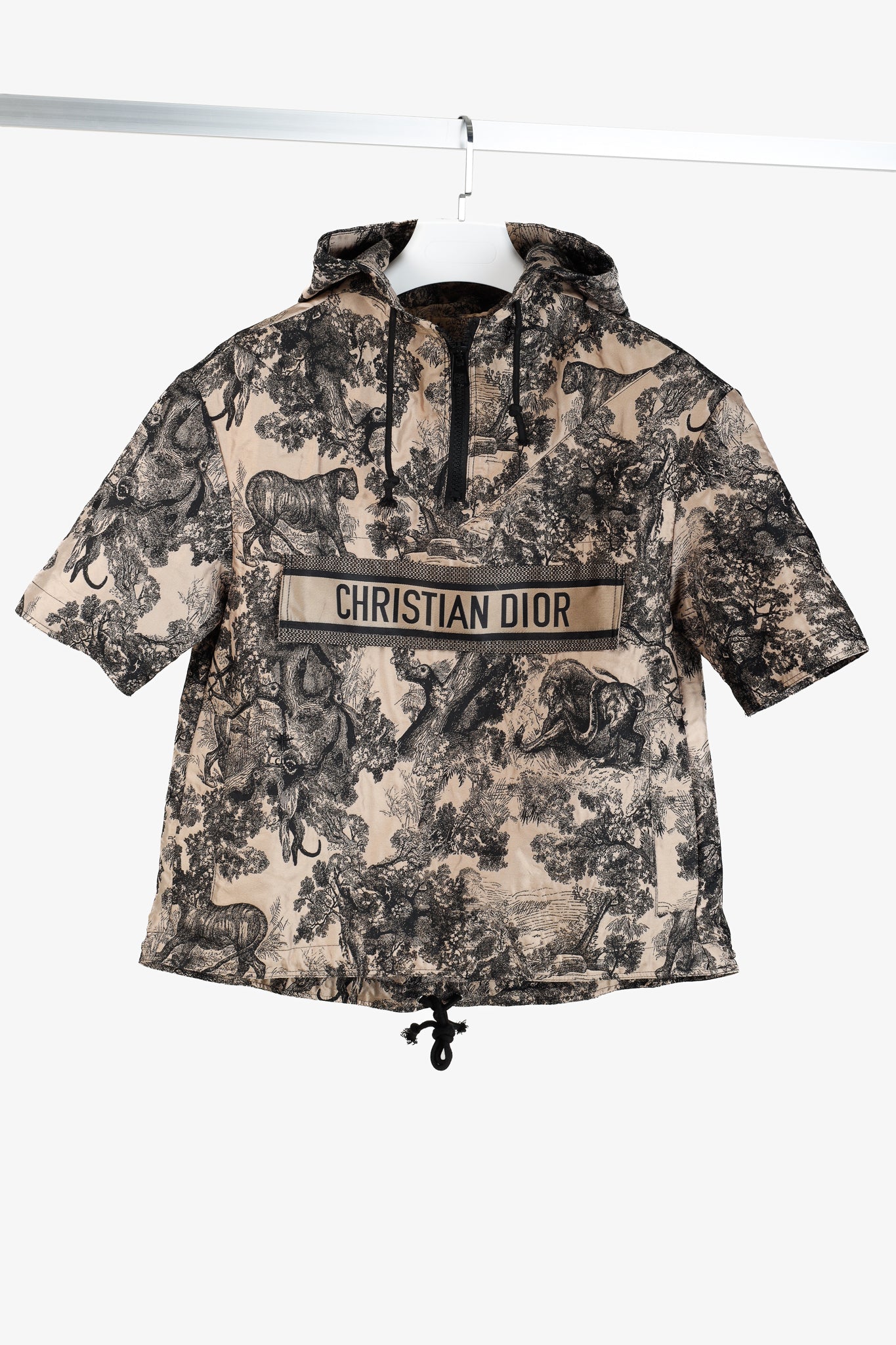 Christian Dior Taupe Toile De Jouy Dioriviera Short Sleeve Technical Anorak-Style Pullover