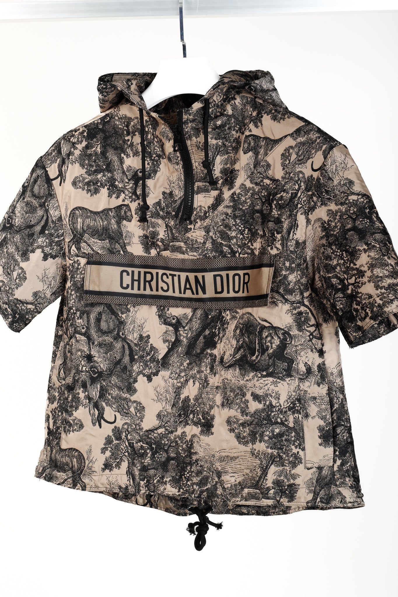 Christian Dior Taupe Toile De Jouy Dioriviera Short Sleeve Technical Anorak-Style Pullover