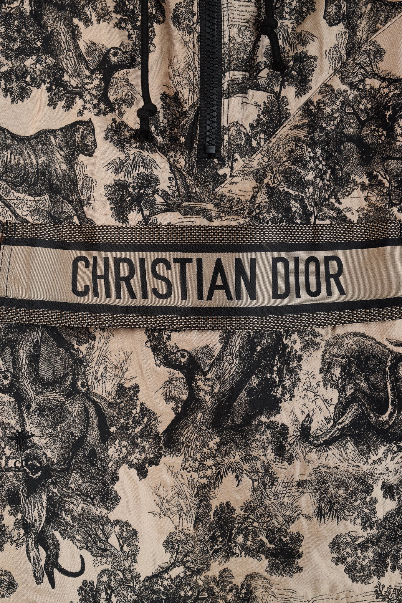 Christian Dior Taupe Toile De Jouy Dioriviera Short Sleeve Technical Anorak-Style Pullover