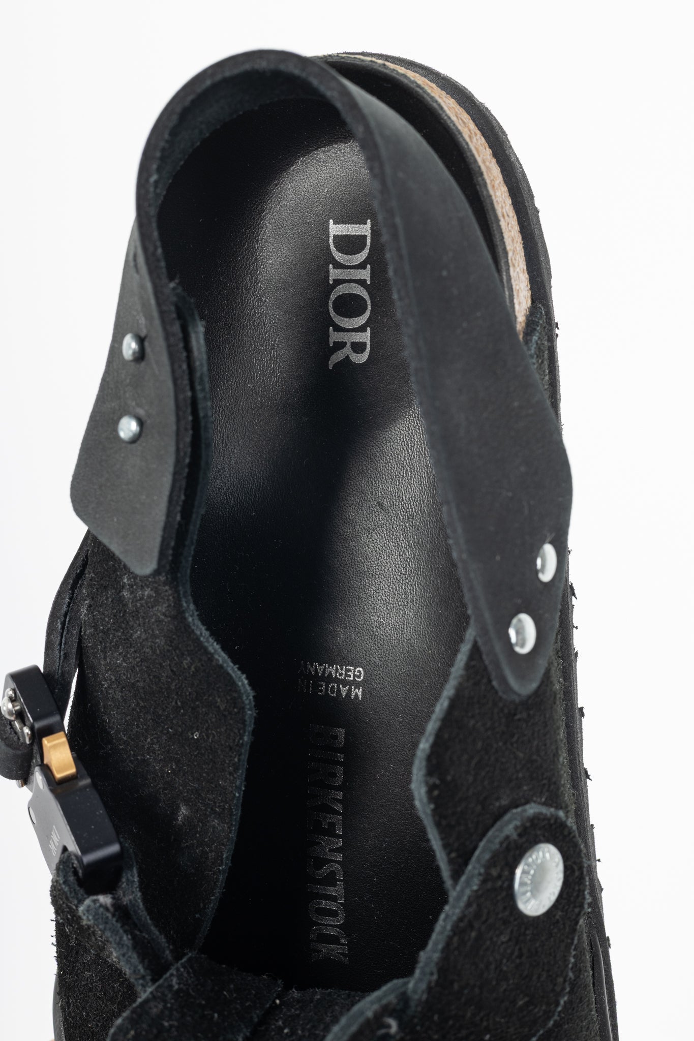 Dior x Birkenstock Tokio Black Nubuck Calfskin Leather Slippers