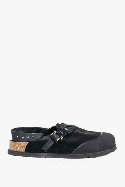 Dior x Birkenstock Tokio Black Nubuck Calfskin Leather Slippers