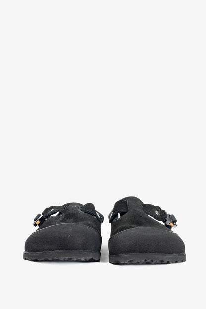 Dior x Birkenstock Tokio Black Nubuck Calfskin Leather Slippers