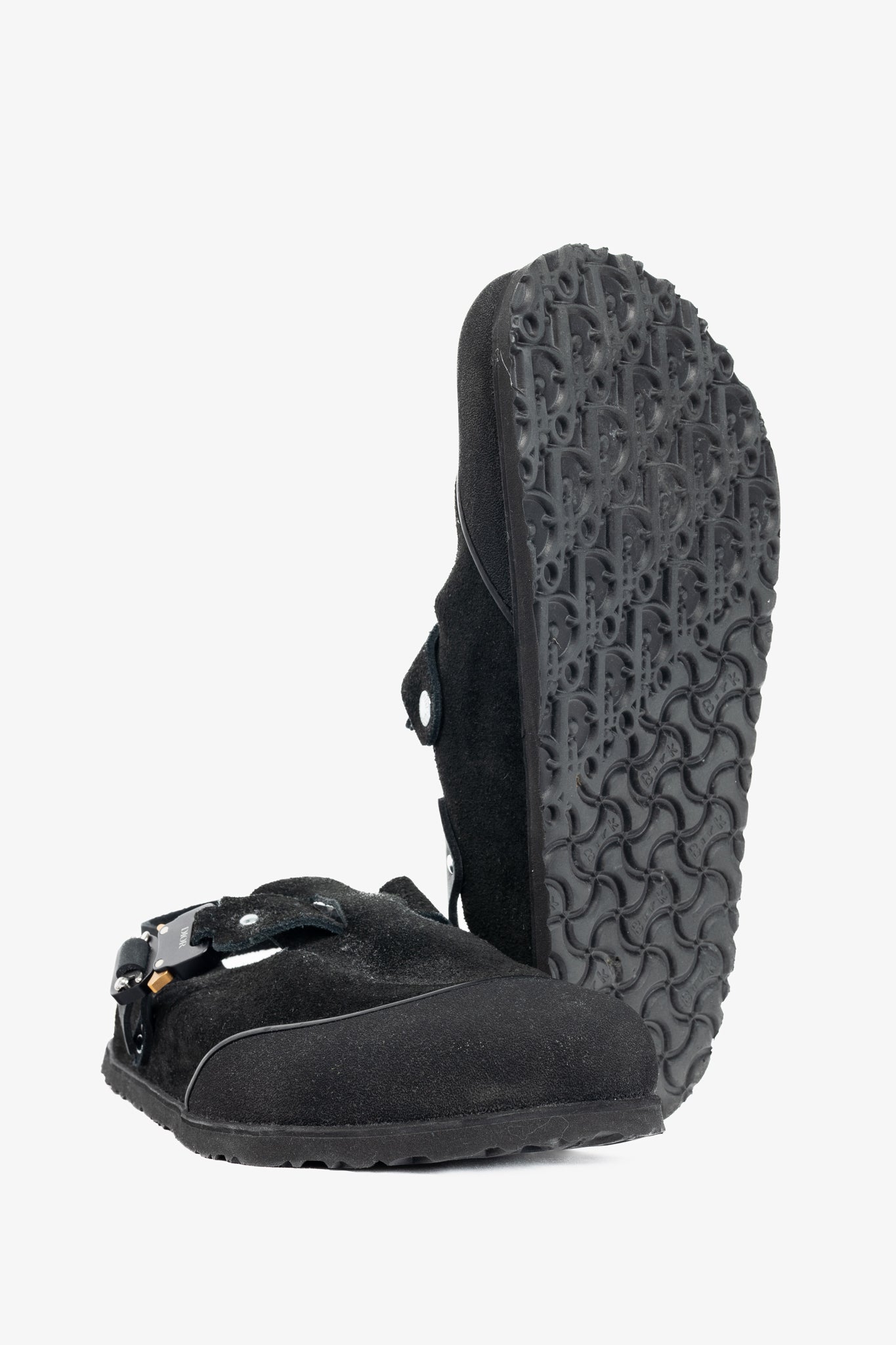 Dior x Birkenstock Tokio Black Nubuck Calfskin Leather Slippers