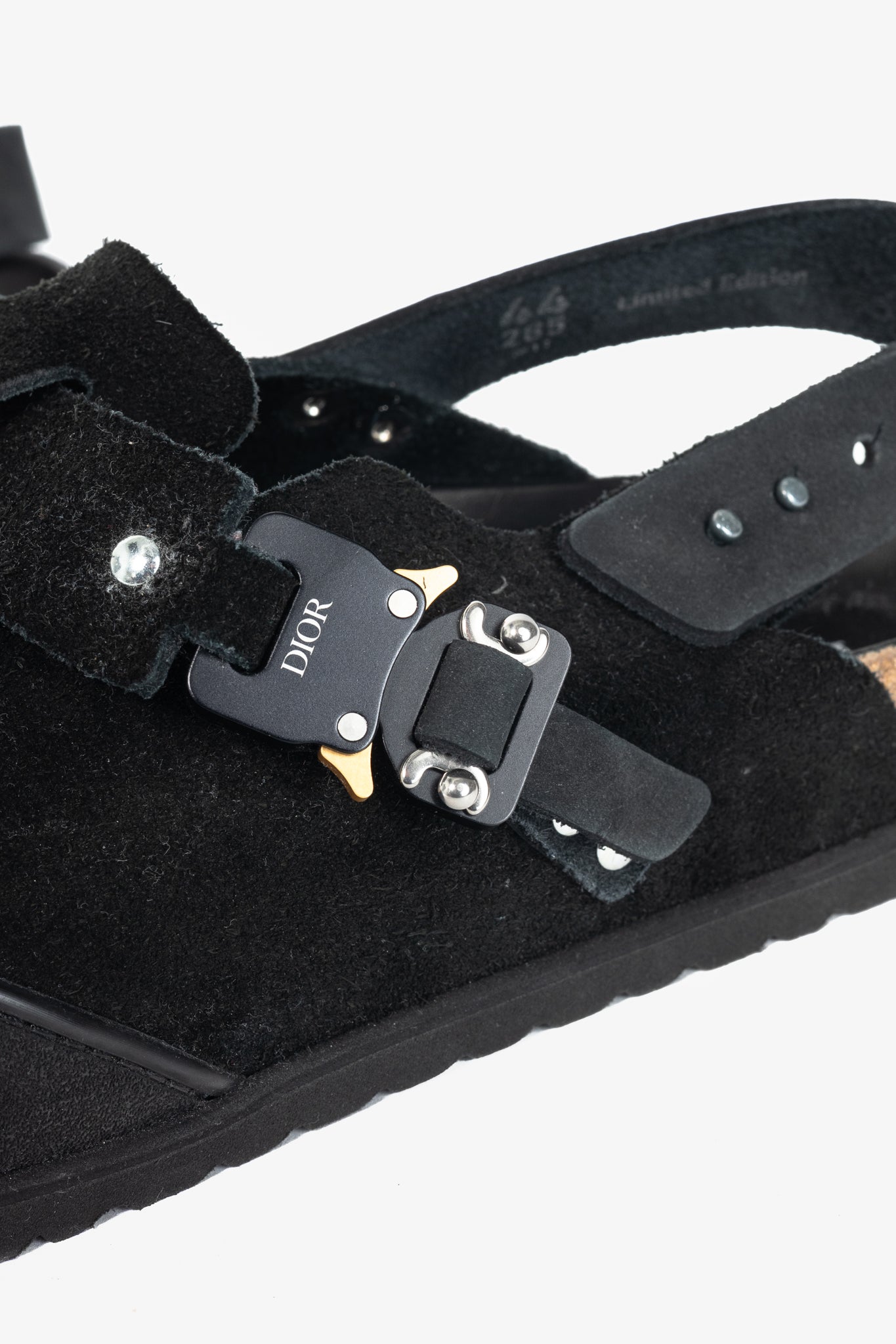 Dior x Birkenstock Tokio Black Nubuck Calfskin Leather Slippers